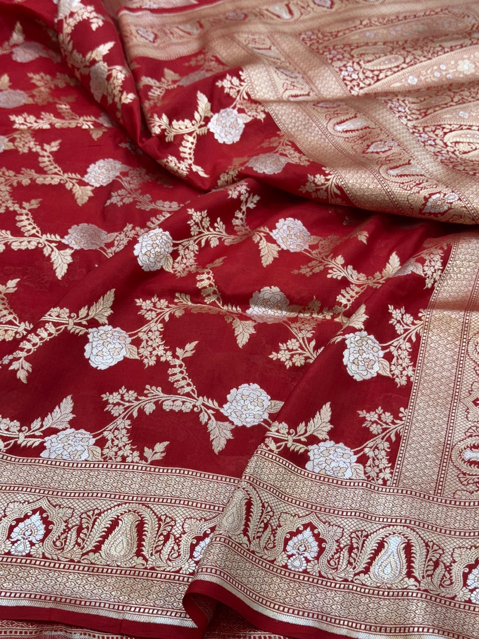 Red Sona Rupa Pure Silk Saree