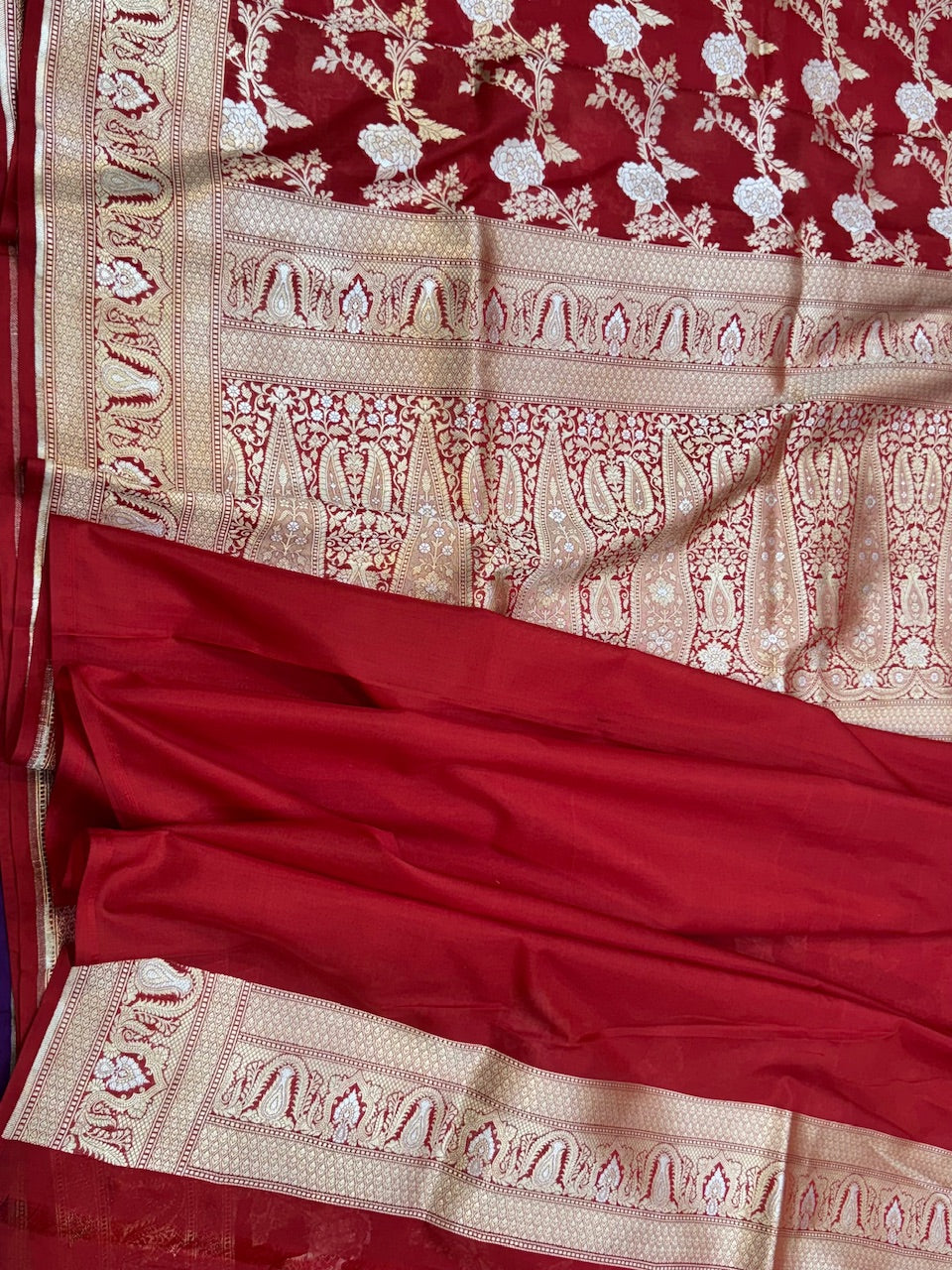 Red Sona Rupa Pure Silk Saree