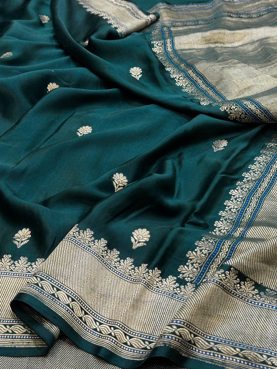 Sapphire Handwoven Mashru Silk Saree