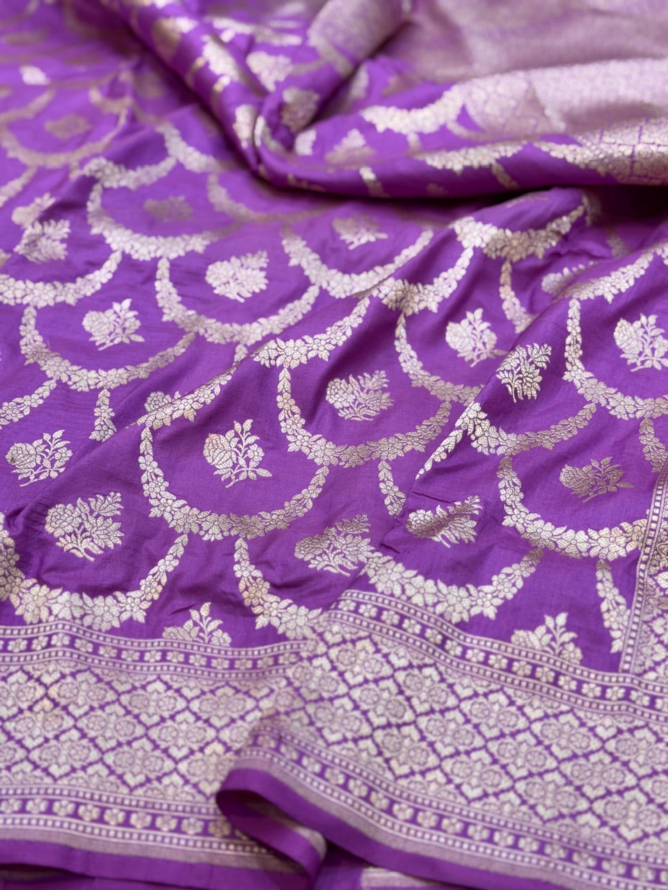 Lavender Pure Silk Saree