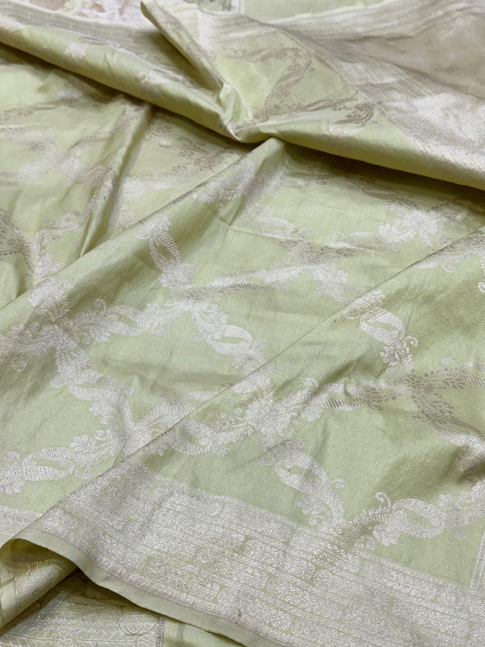 Pista Pure Silk Brocade Saree