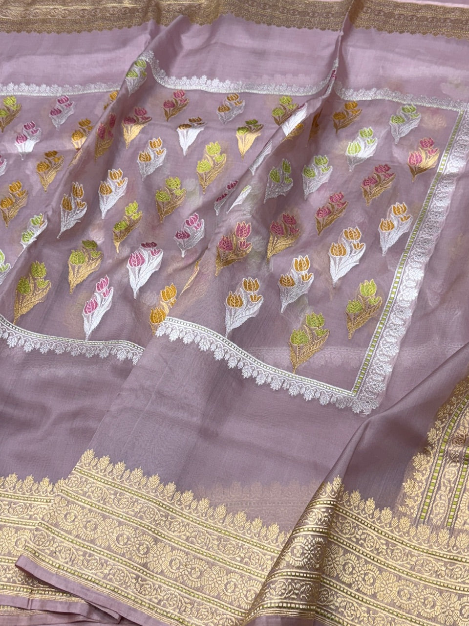 Mauve Handwoven Pure Ektara Organza Saree