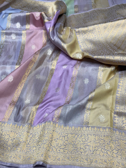 Lavender Handwoven Banarasi Rangkaat Tissue Saree