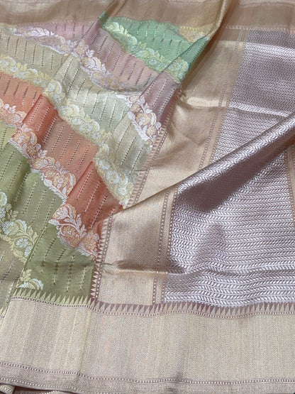 Pista Rangkaat Handwoven Pure Banarasi Saree