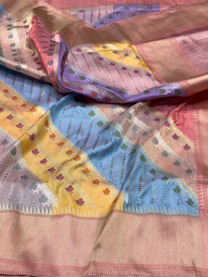 Peach Rangkaat Handwoven Pure Banarasi Saree