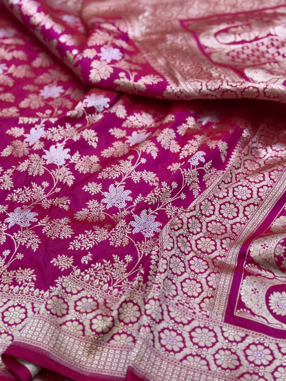 Rani Pink Sona Rupa Pure Silk Saree