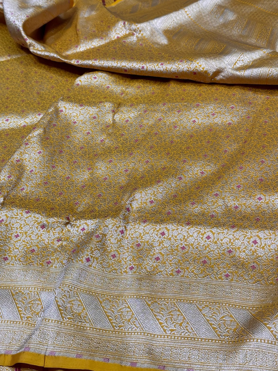 Yellow Minakari Pure Silk Brocade Saree