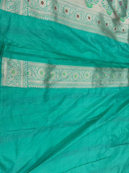 Sea Green Minakari Pure Silk Saree