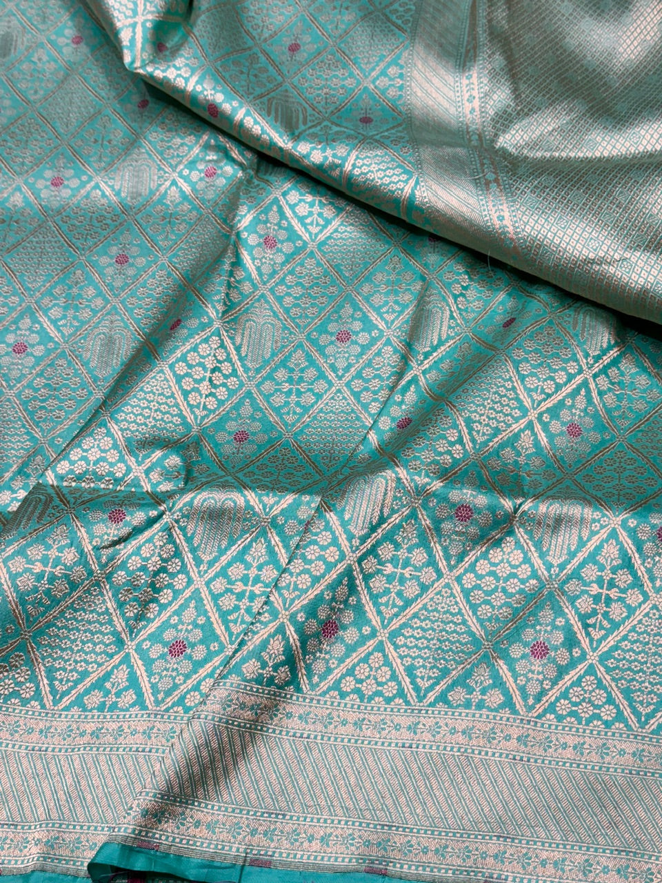 Sea Green Minakari Pure Silk Brocade Saree