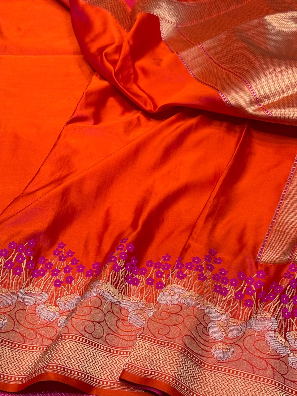 Handwoven Pure Banarasi Satin Silk Saree