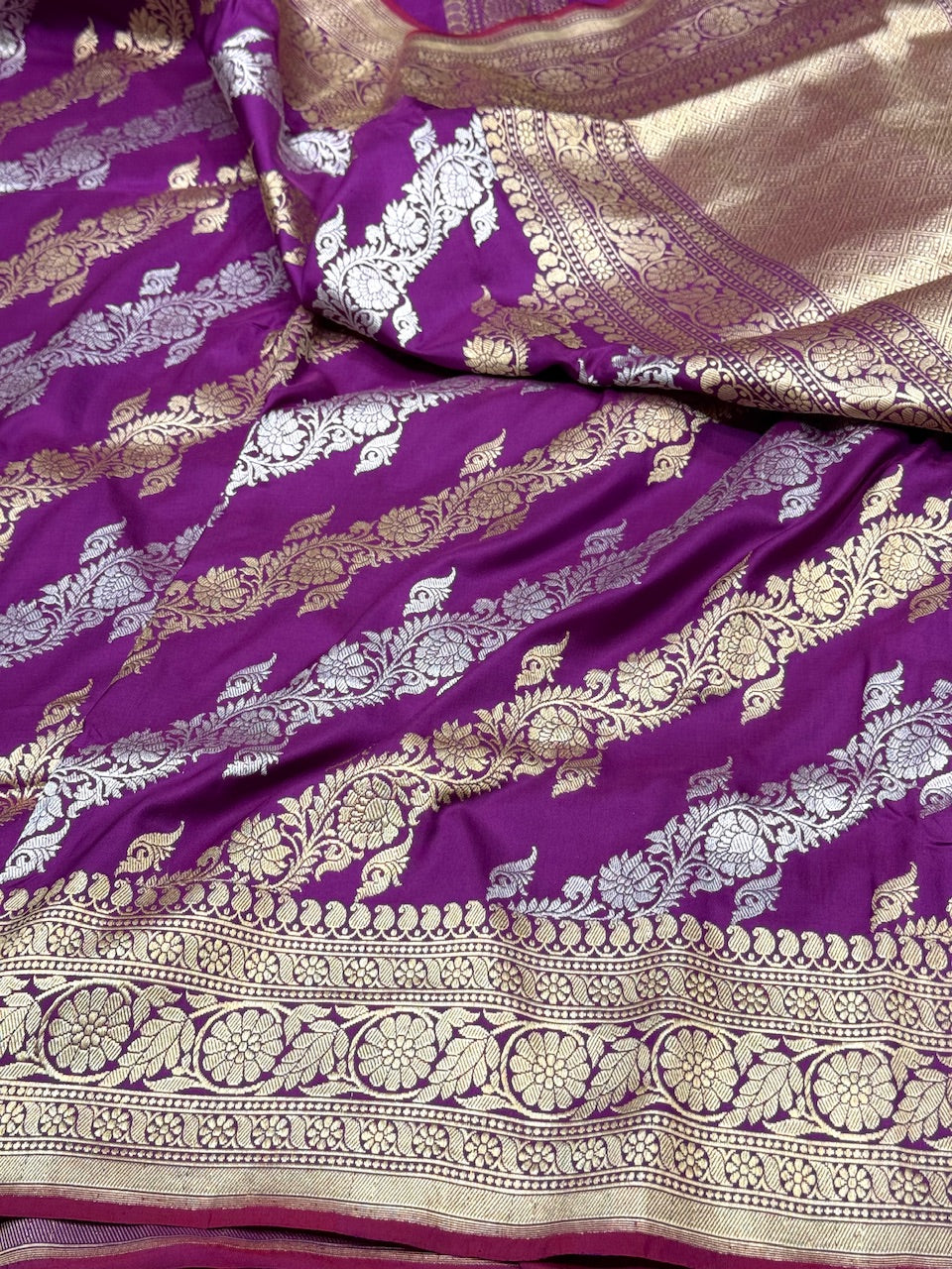 Purple Handwoven Banarasi Silk Saree