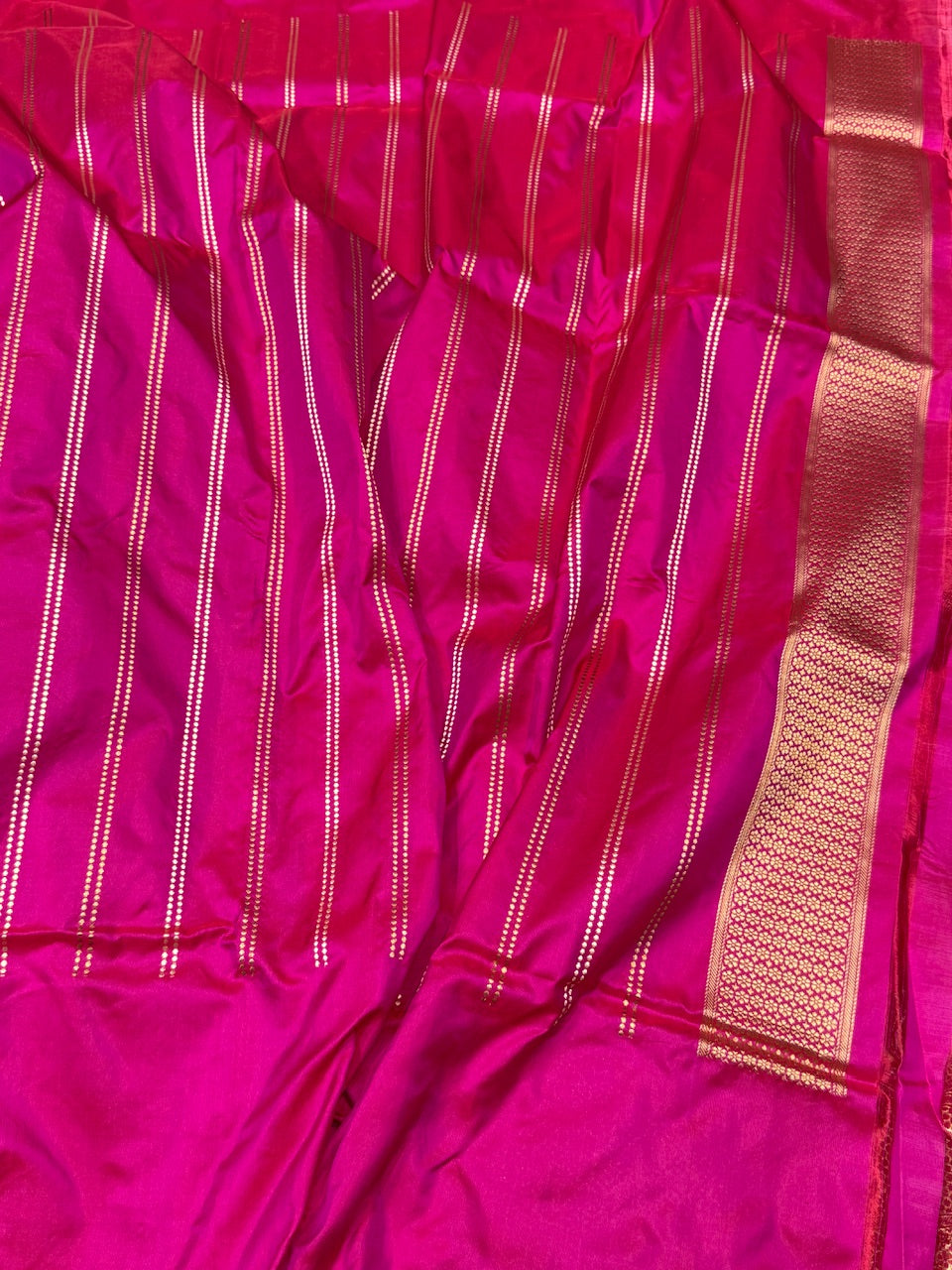 Rani Pink Handwoven Pure Banarasi Silk Saree