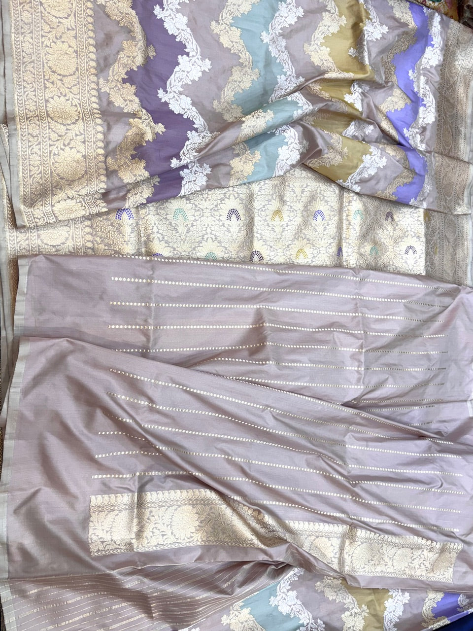 Lilac Rangkaat Handwoven Banarasi Saree