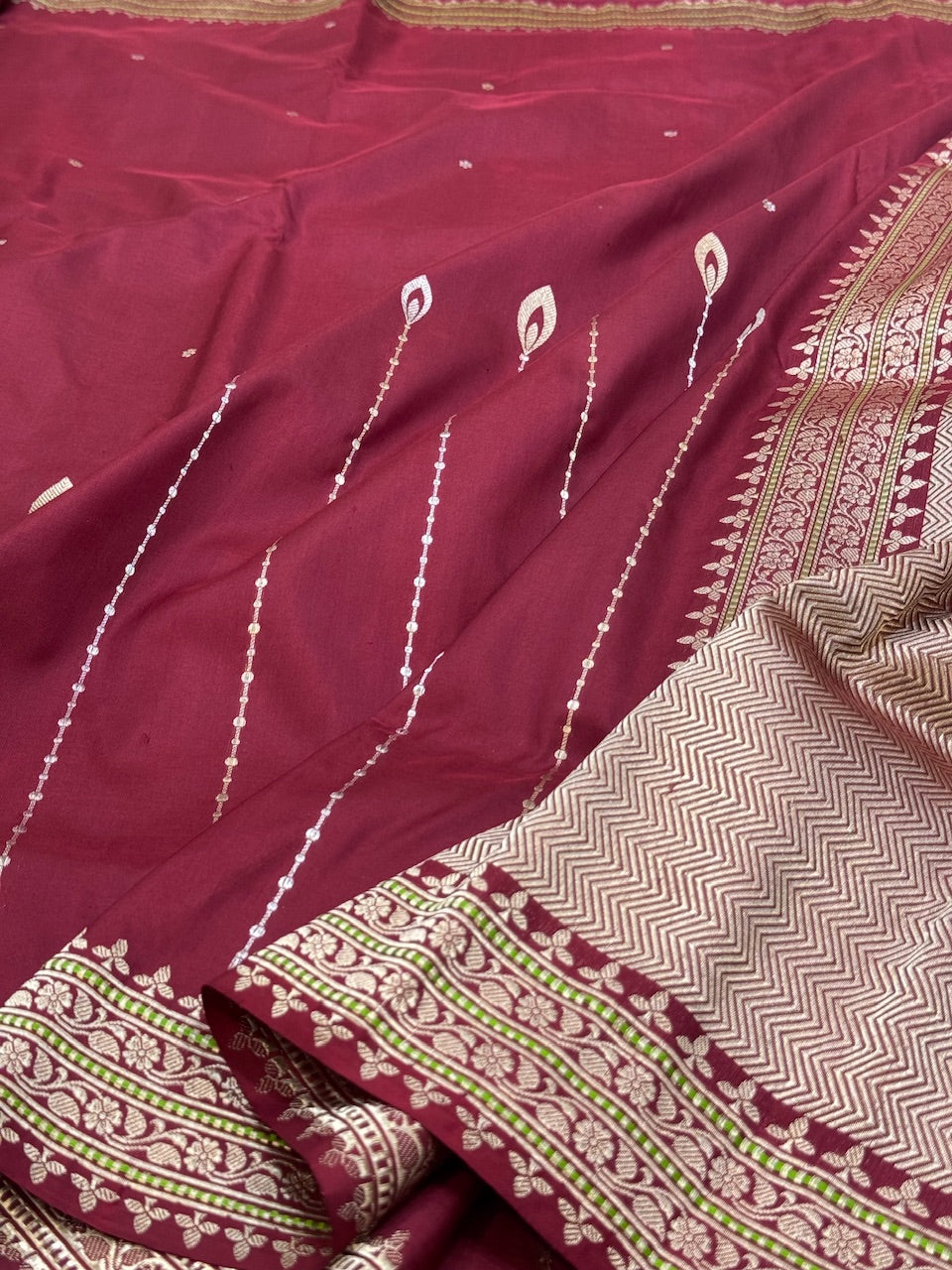 Maroon Handwoven Banarasi Silk Saree