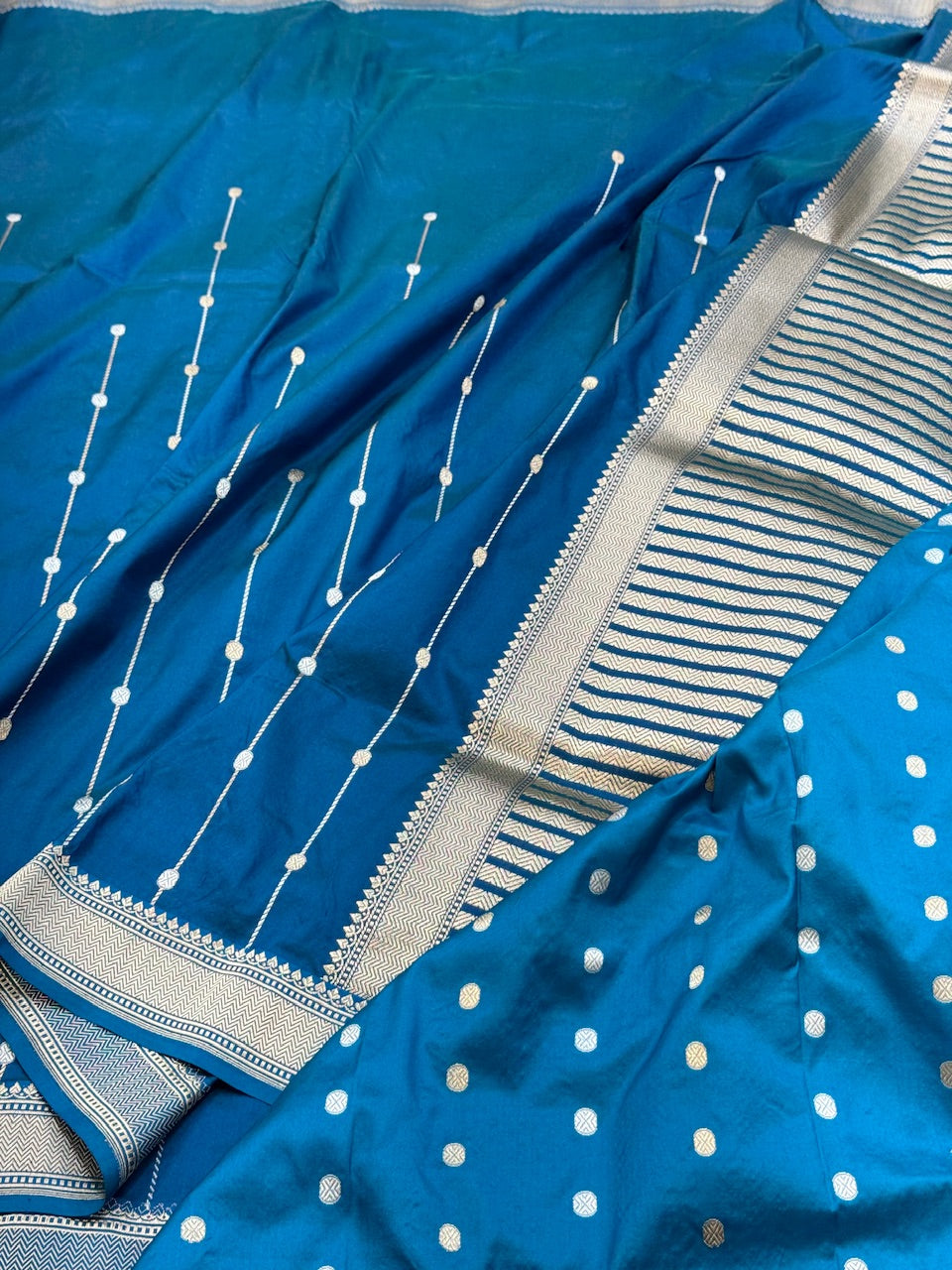 Marine Blue Handwoven Banarasi Silk Saree