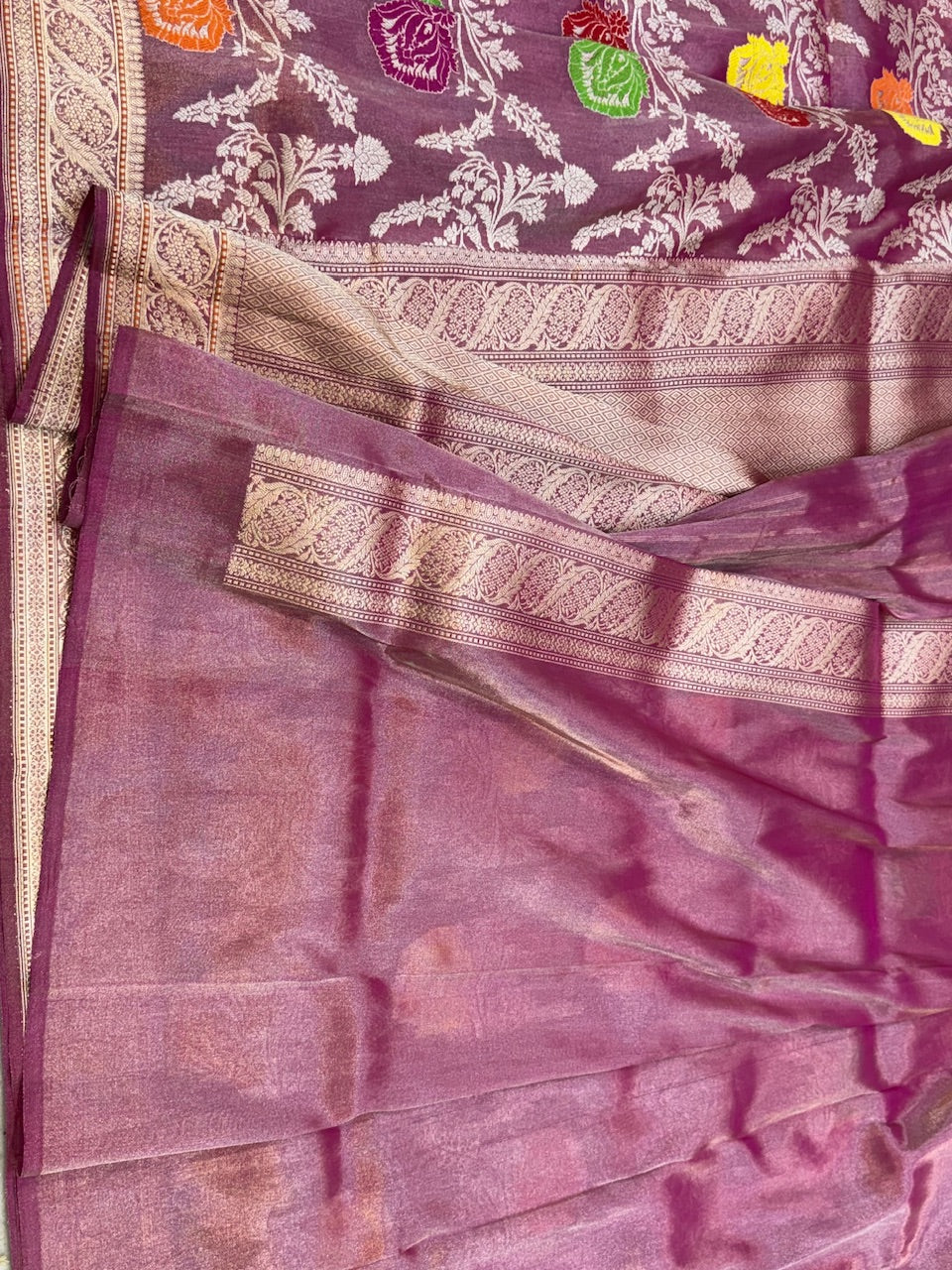 Gajiri Pink Handwoven Pure Tissue Saree