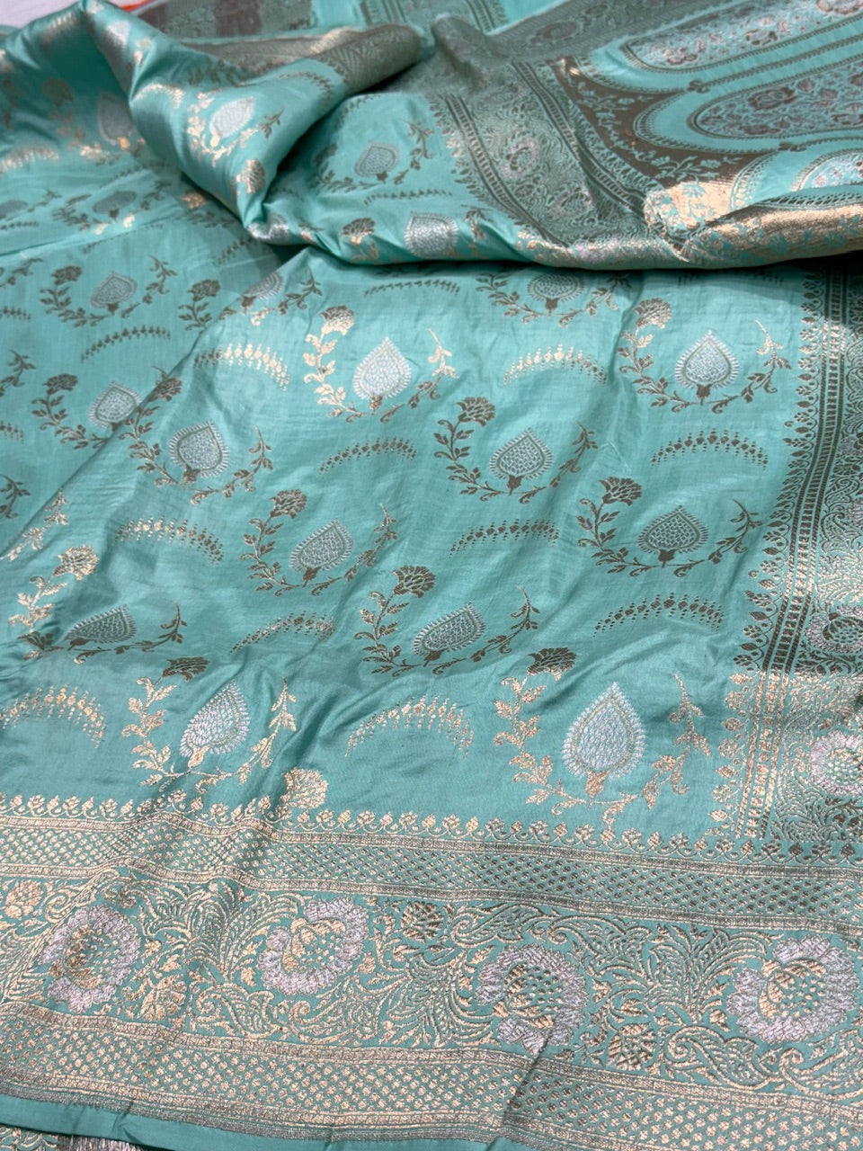 Sea Blue  Sona Rupa Pure Silk Saree