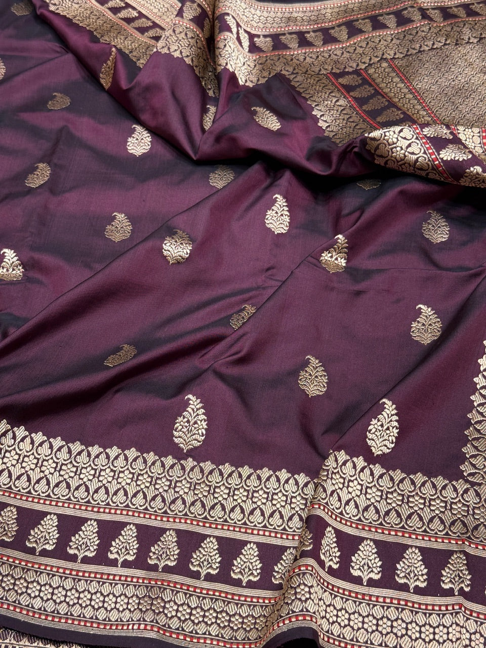 Wine Handwoven Ektara Pure Silk Saree