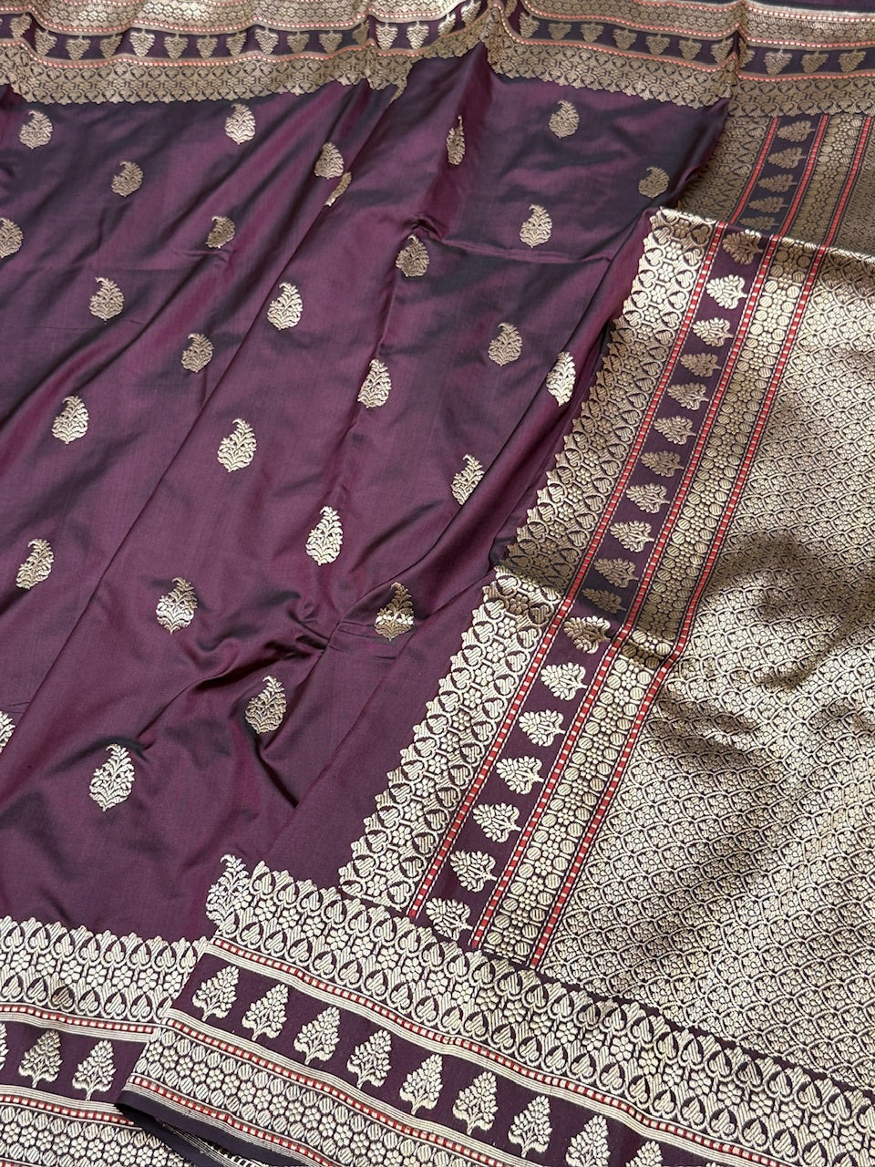 Wine Handwoven Ektara Pure Silk Saree
