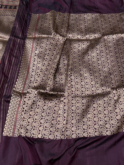 Wine Handwoven Ektara Pure Silk Saree