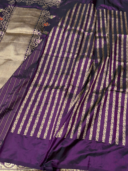 Magenta Handwoven Banarasi Ektara Pure Silk Saree