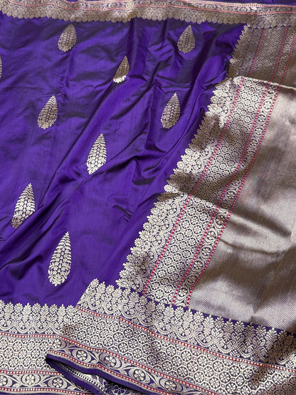 Purple Handwoven Ektara Pure Silk Saree