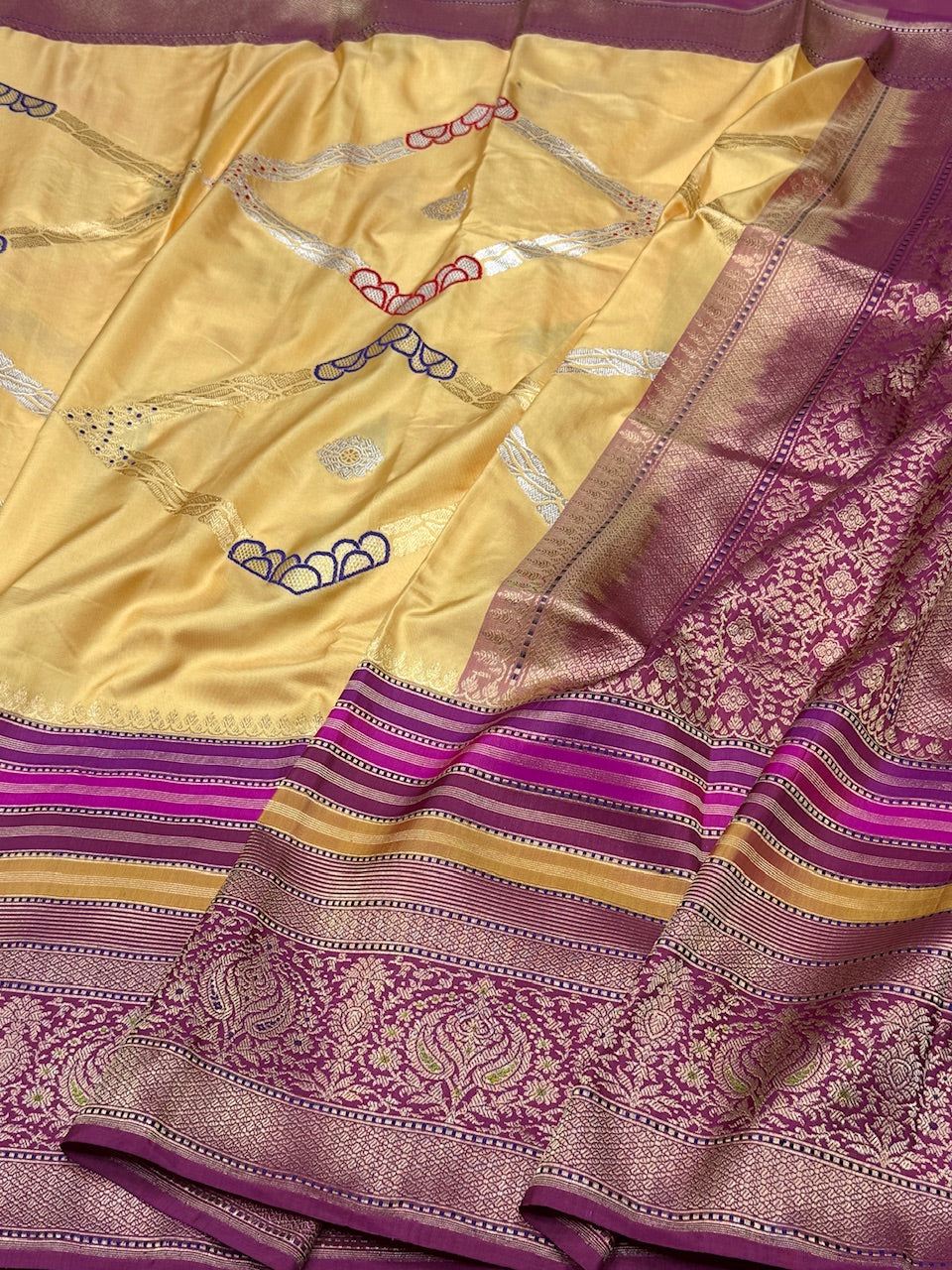 Lemon Yellow Handwoven Ektara Pure Silk Saree