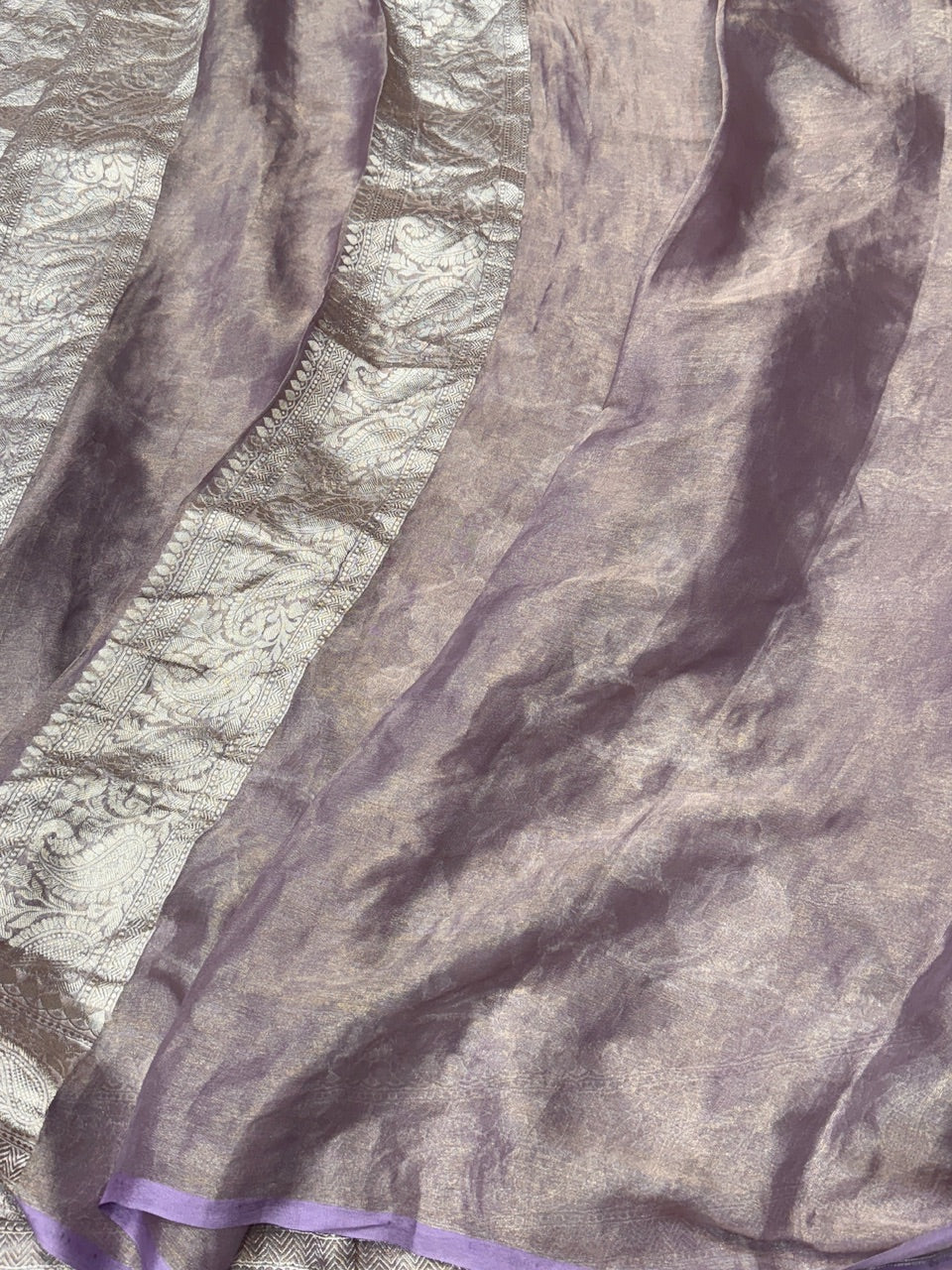 Lavender Pure Georgette Tissue Silk Saree
