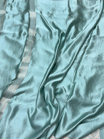 Sage Green Handwoven Pure Banarasi Mashru Silk Saree