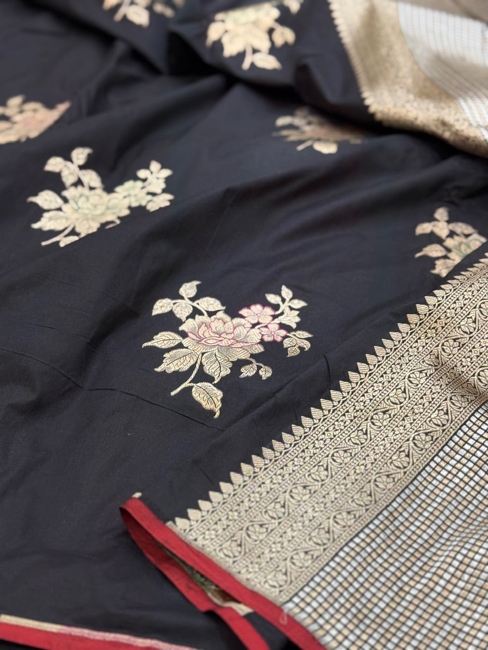 Black Minakari Pure Silk Saree