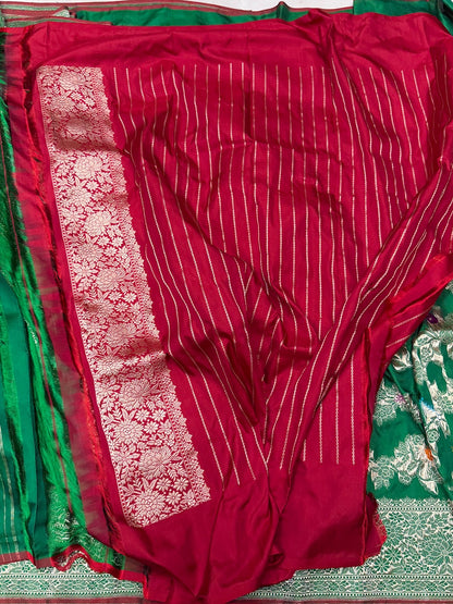 Green Handwoven Banarasi Ektara Pure Silk Saree