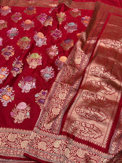 Red Handwoven Banarasi Pure Silk Saree
