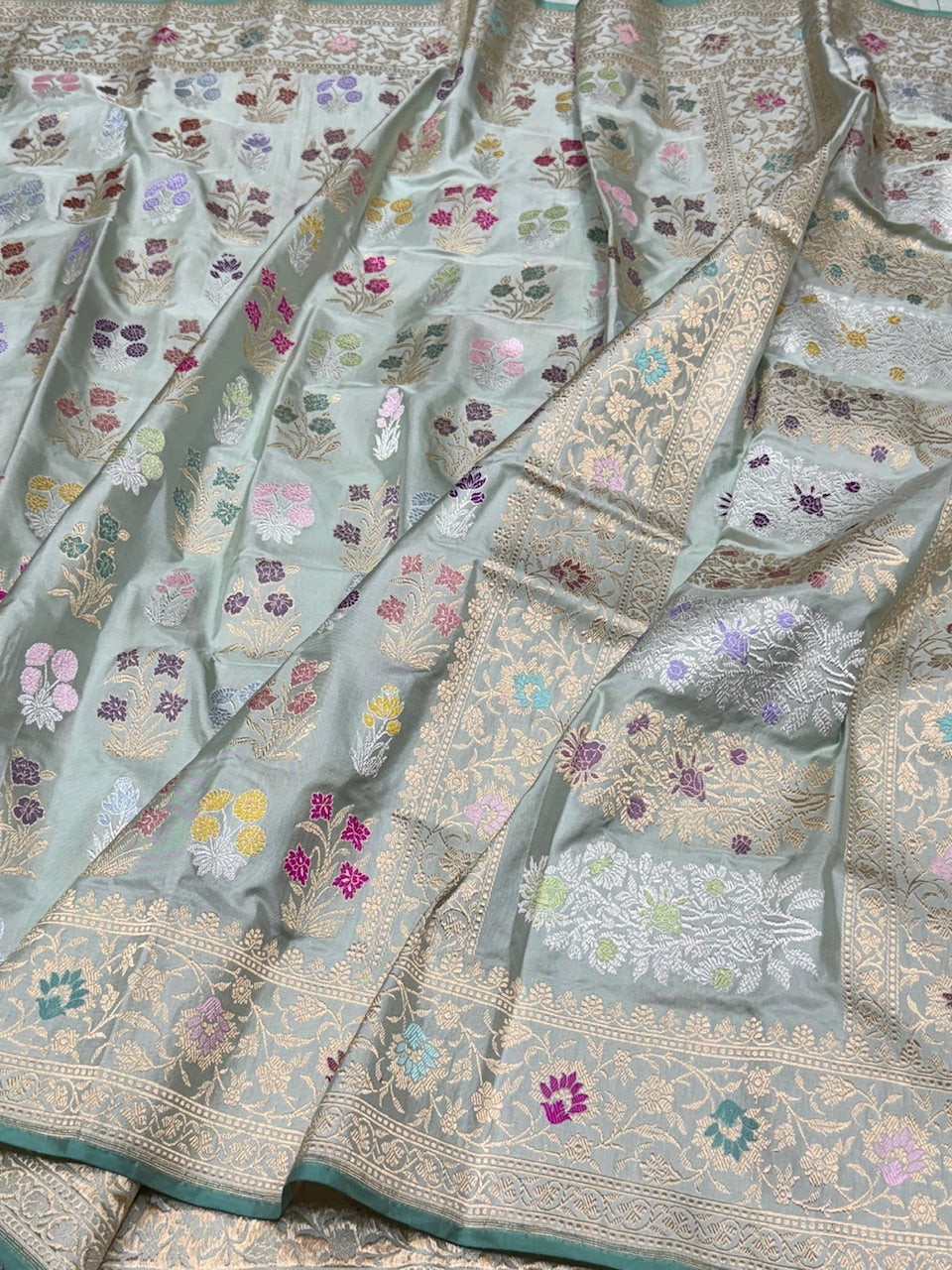 Powder Blue Handwoven Banarasi Pure Silk Saree