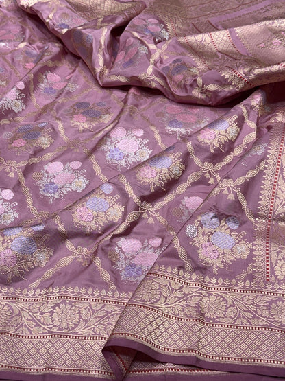 Gajiri Pink Handwoven Banarasi Pure Silk Saree