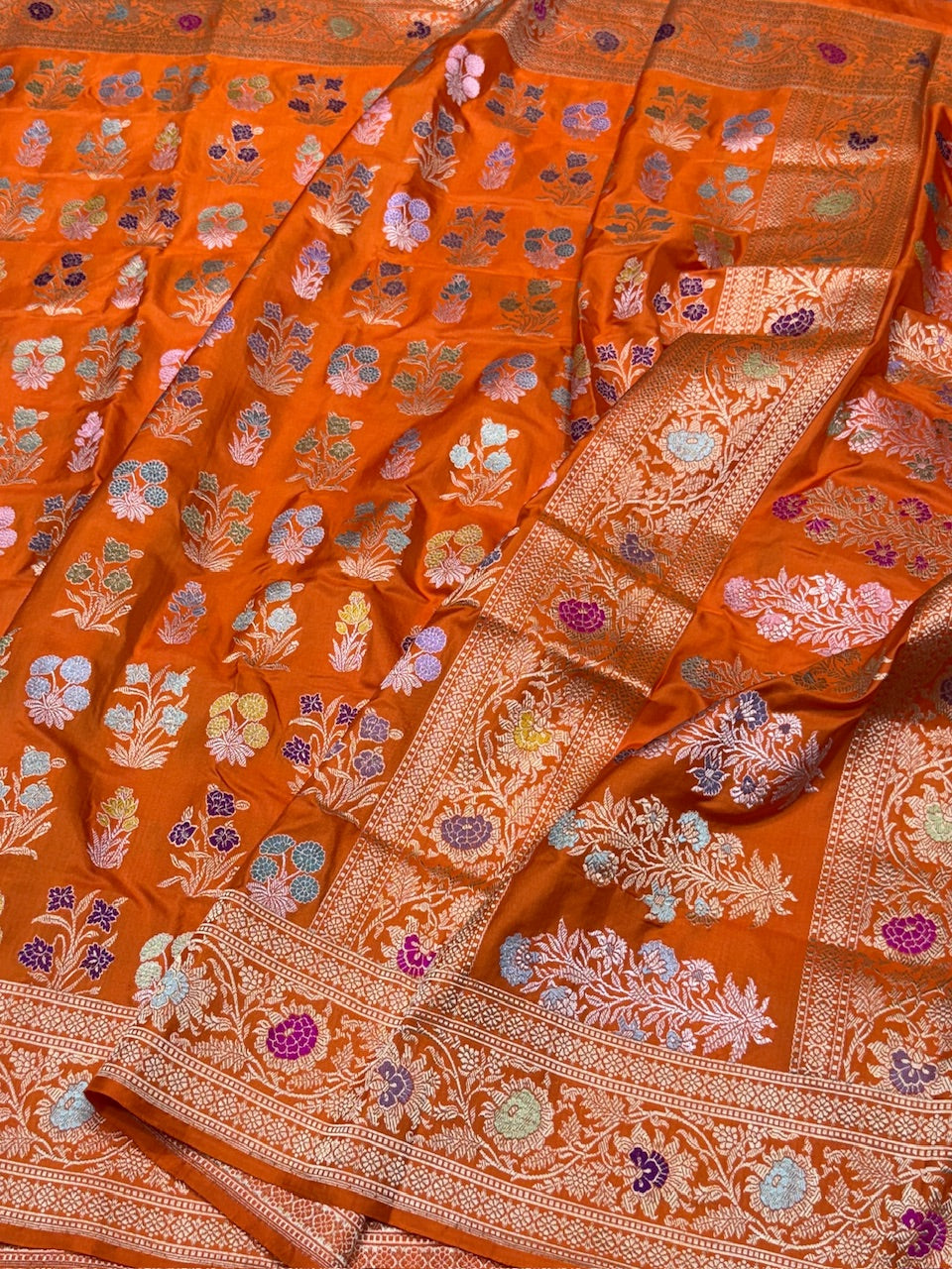 Orange Handwoven Banarasi Pure Silk Saree