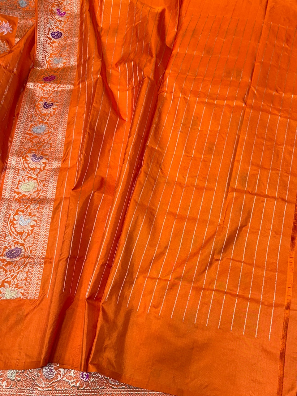 Orange Handwoven Banarasi Pure Silk Saree