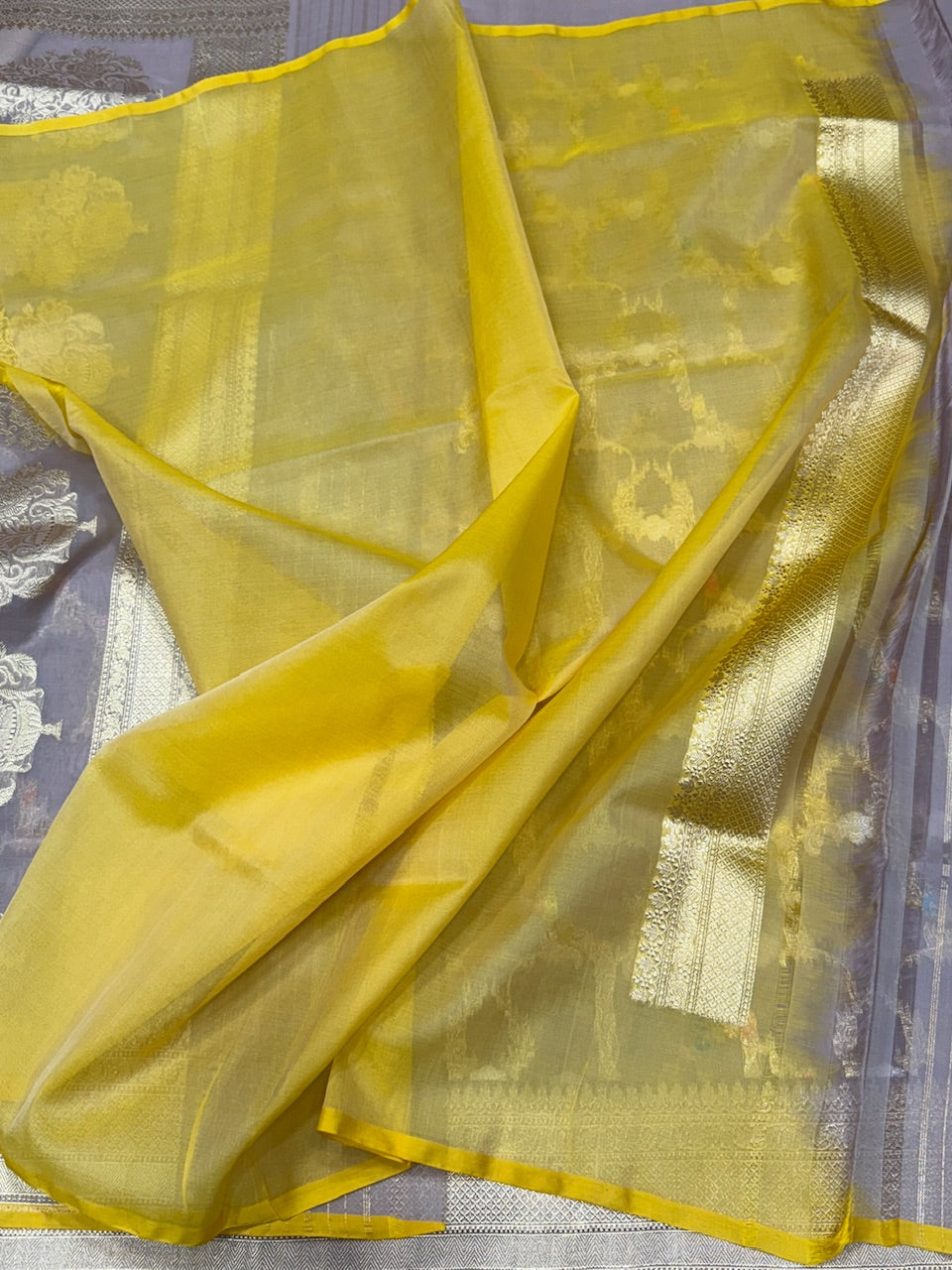 Mauve Handwoven Pure Banarasi Organza Saree