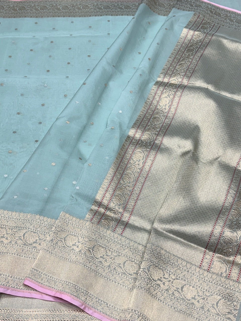 Ocean Blue Handwoven Pure Organza Saree