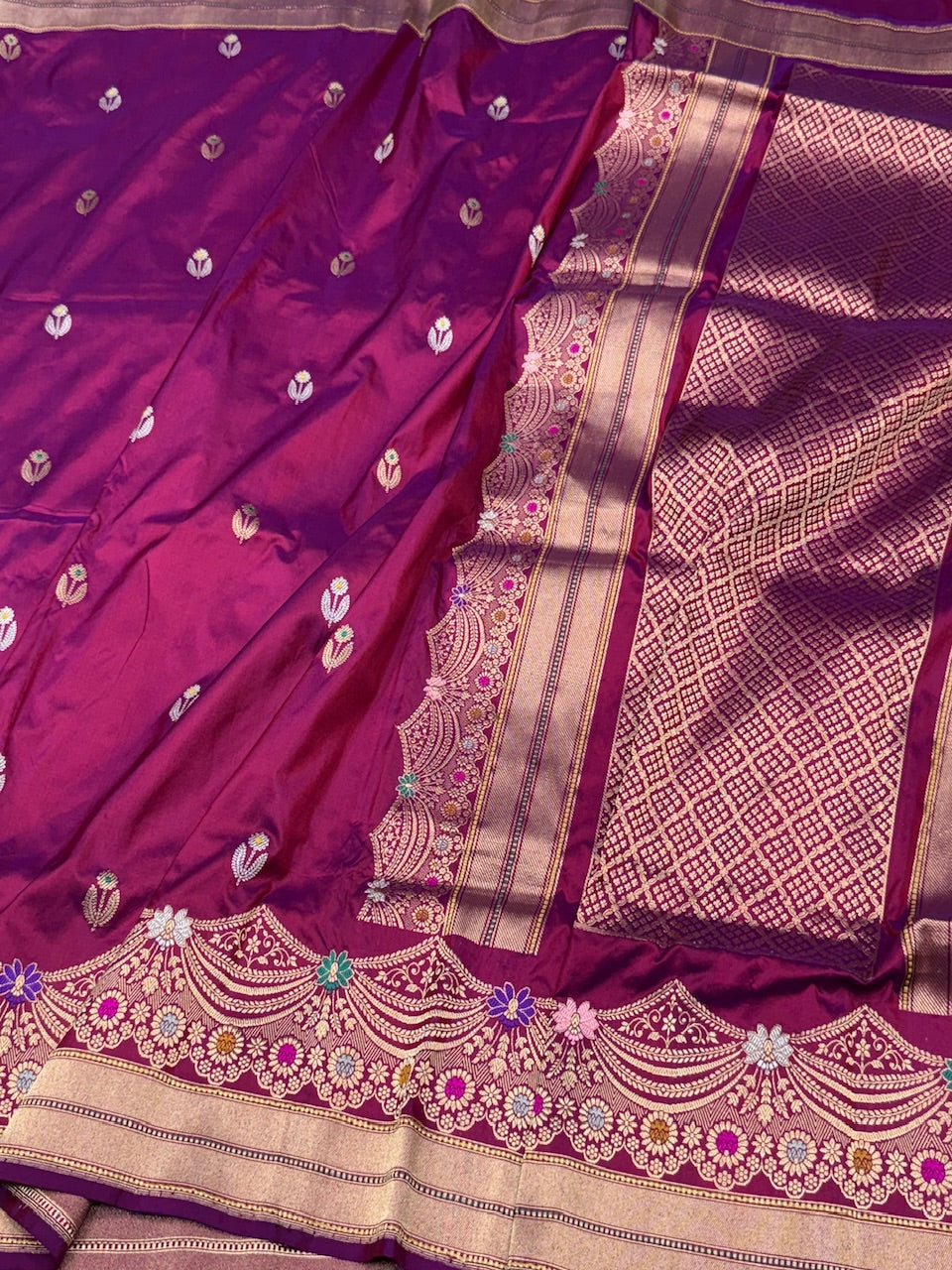 Magenta Pink Handwoven Pure Banarasi Silk Saree