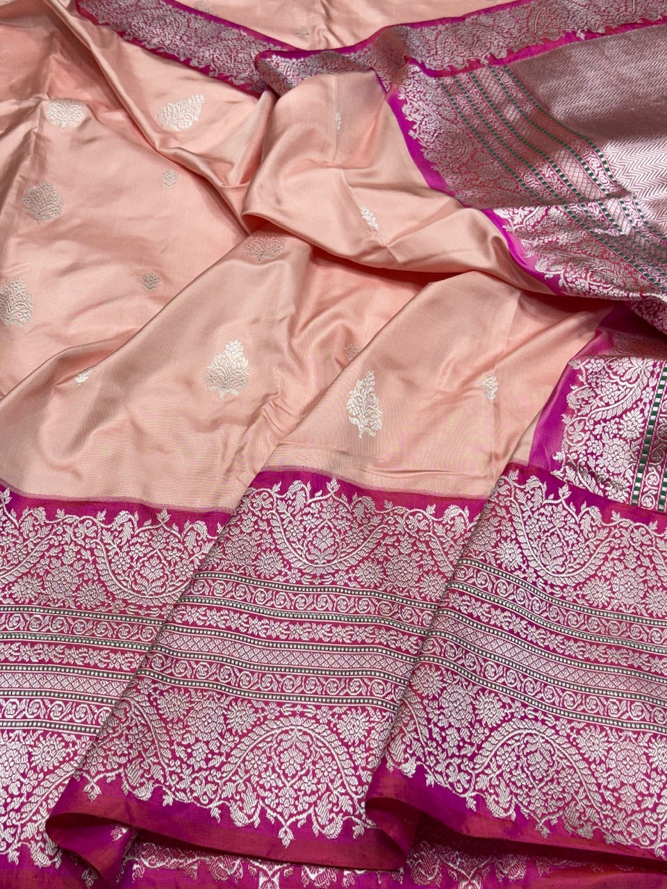 Peach Handwoven Ektara Pure Silk Saree