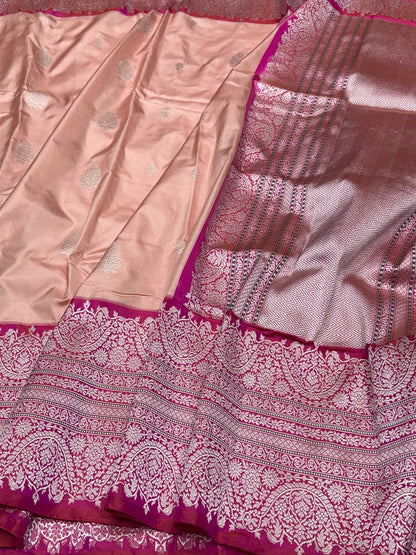Peach Handwoven Ektara Pure Silk Saree