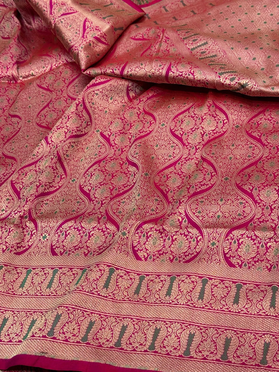 Rani Pink Pure Silk Brocade Saree