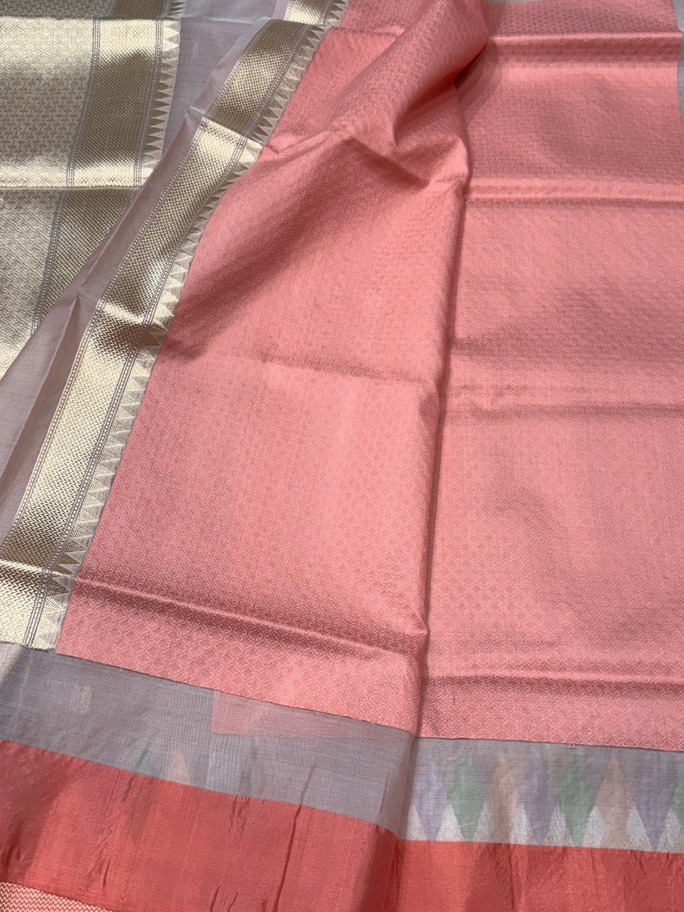 Peach Handwoven Pure Banarasi Organza Saree