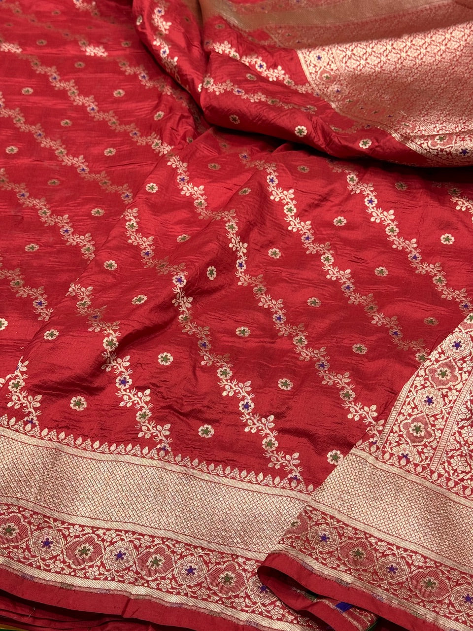 Red Minakari Pure Silk Saree