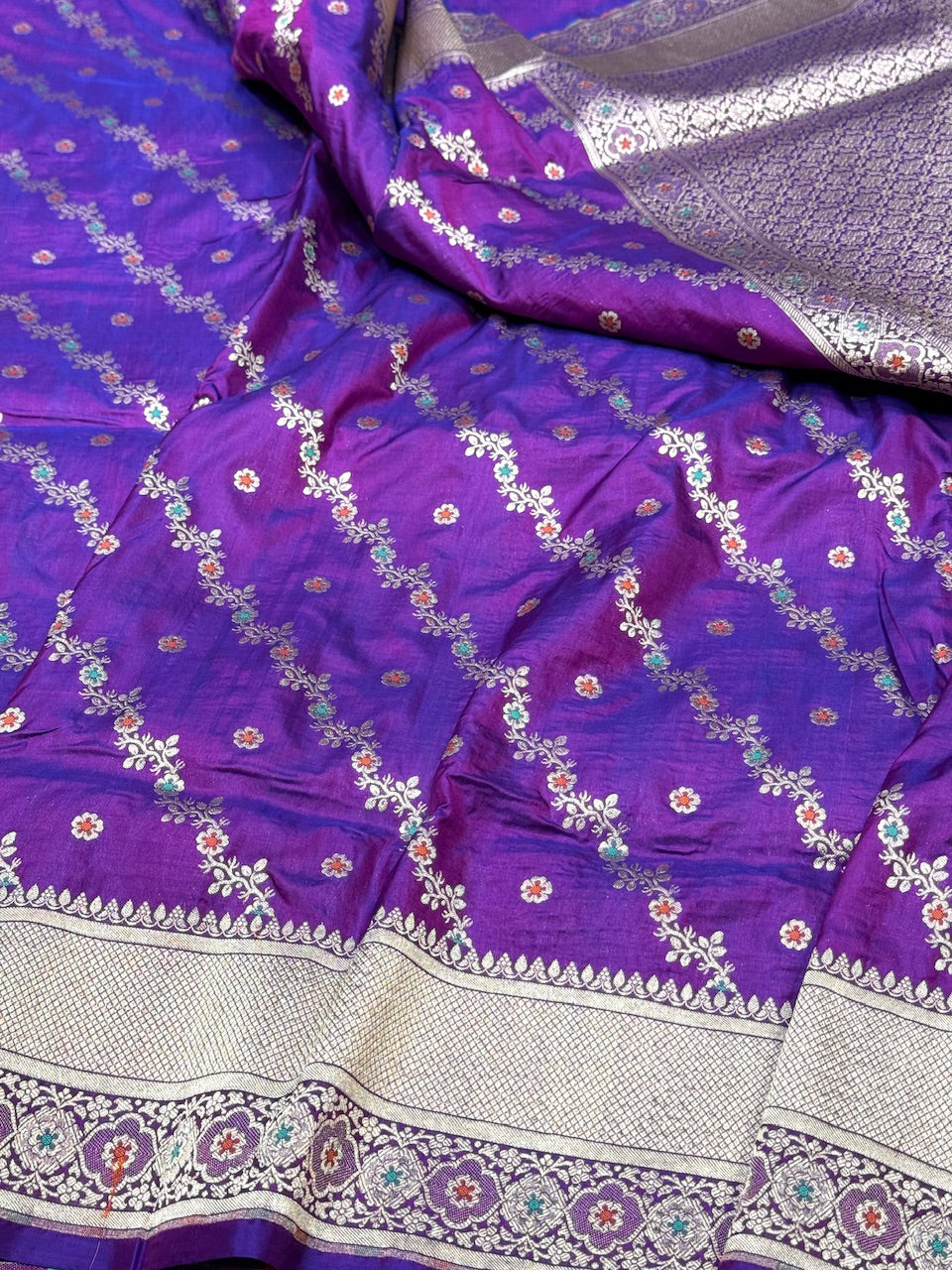 Purple Minakari Pure Silk Saree