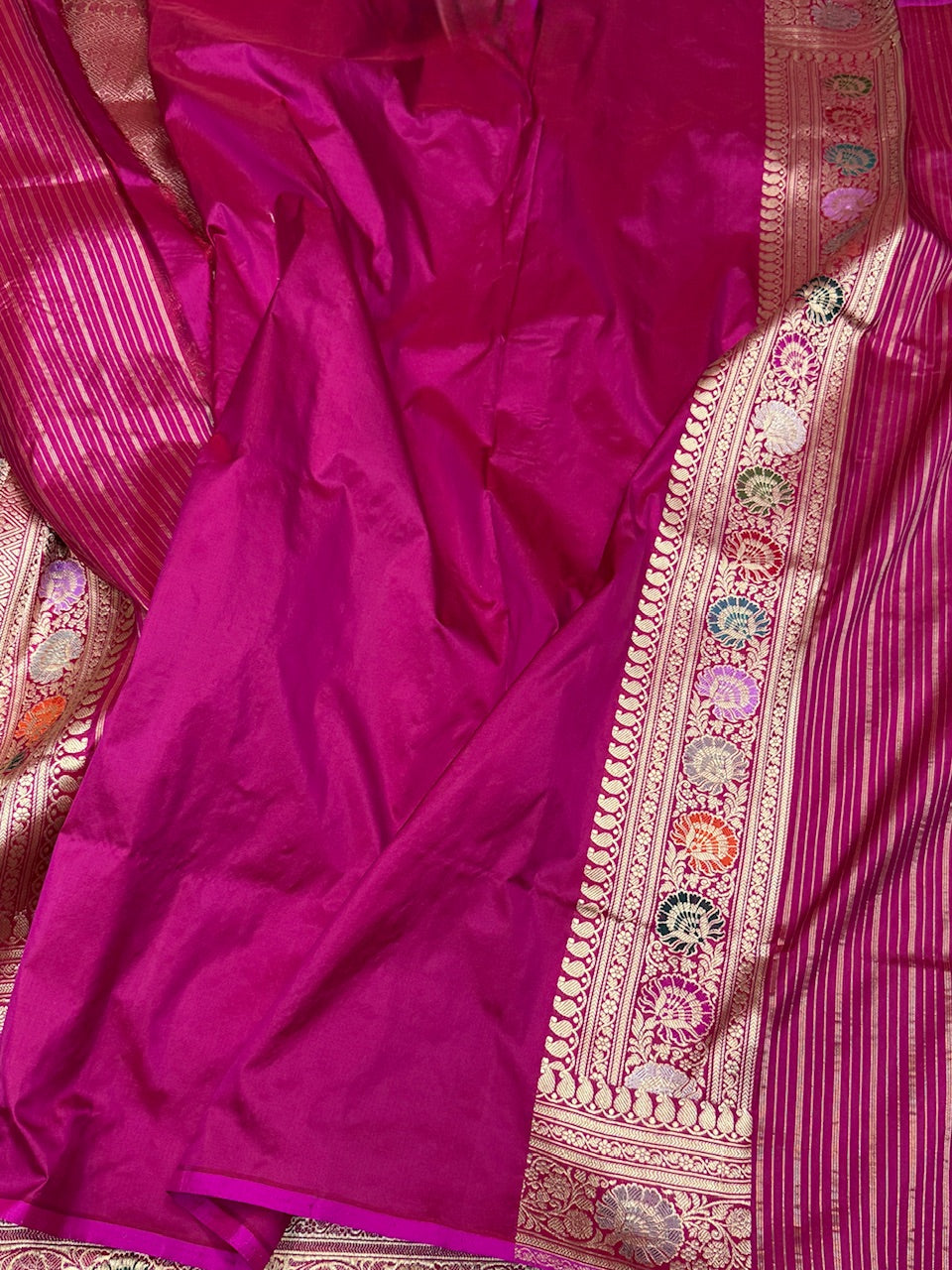 Rani Pink Handwoven Pure Banarasi Silk Saree