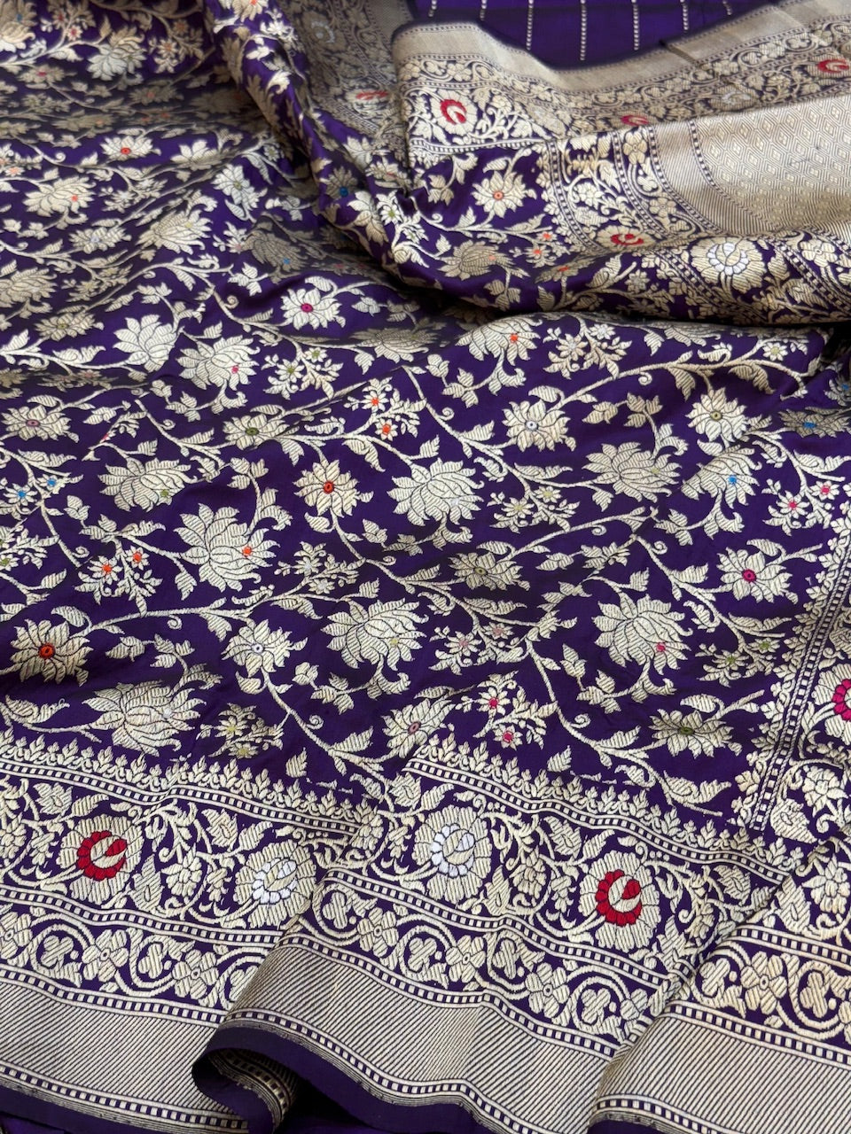 Purple Handwoven Pure Banarasi Silk Saree