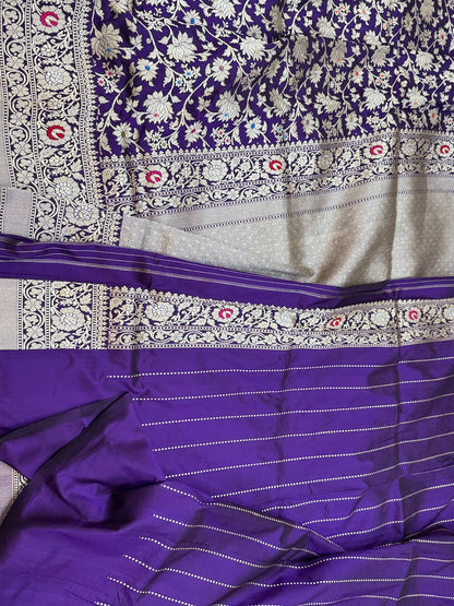 Purple Handwoven Pure Banarasi Silk Saree