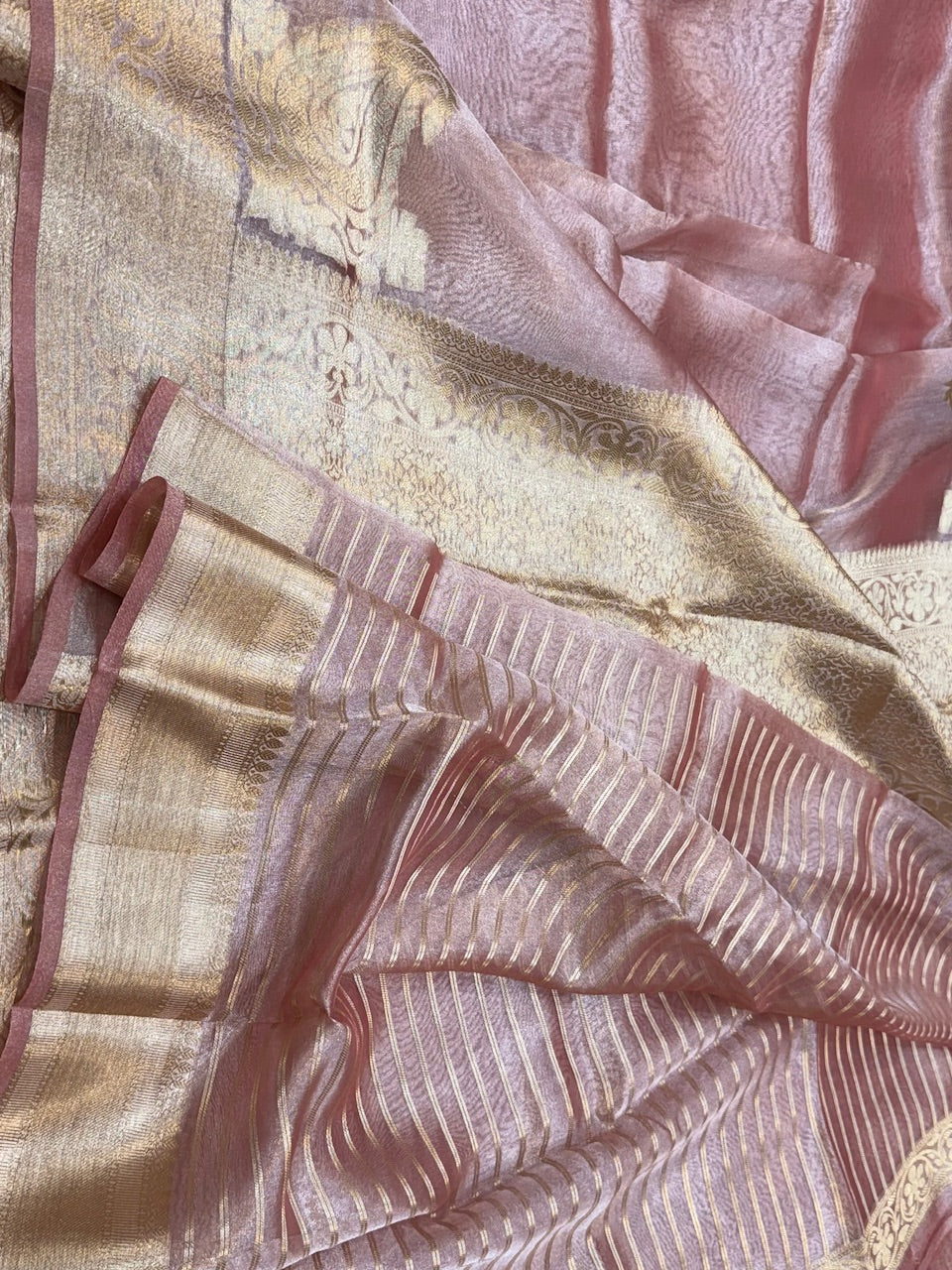 Mauve Pink Pure Tissue Saree