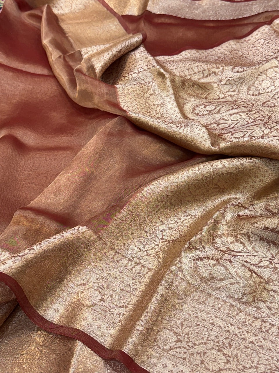 Brown Pure Tissue Saree